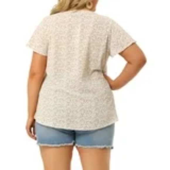 Agnes Orinda Plus Size Short Sleeve Button Down Collar Chiffon Floral Blouse |2X - Picture 7 of 7